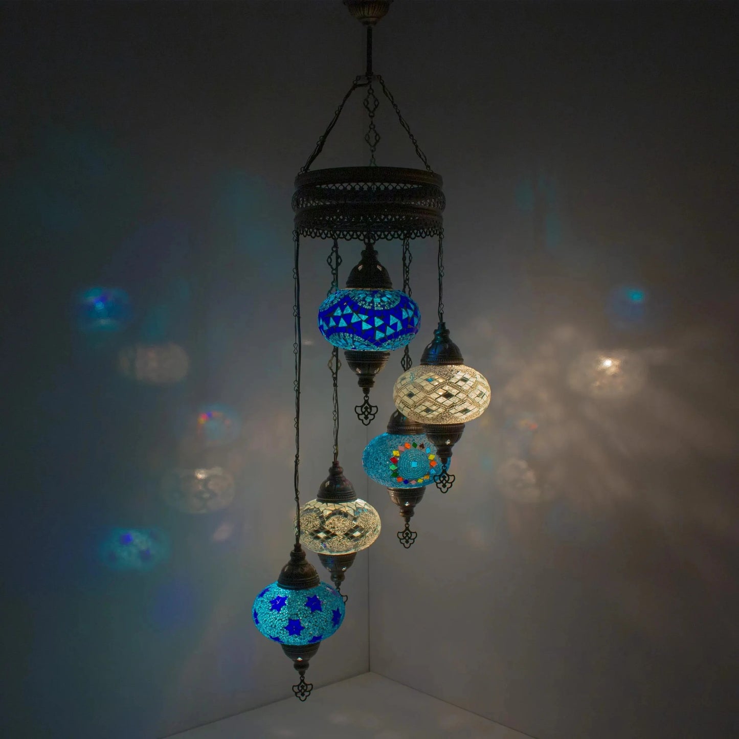 5 Globes Turkish Mosaic Pendant Lamp