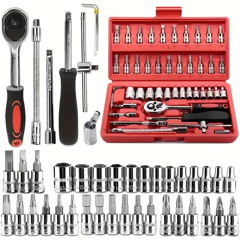 46pcs Tool Set Of Professional Automotive Master Tool Kits - Advanced Tool Kits, Suitable for Car