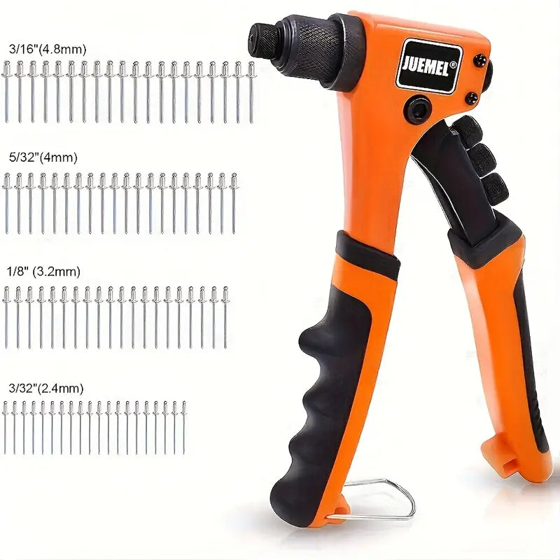 GOXAWEE Professional Rivet Gun Kit with 80pcs Rivets, Rivets Heavy Duty Hand Riveter Riveting Tool, High Quality Pop
