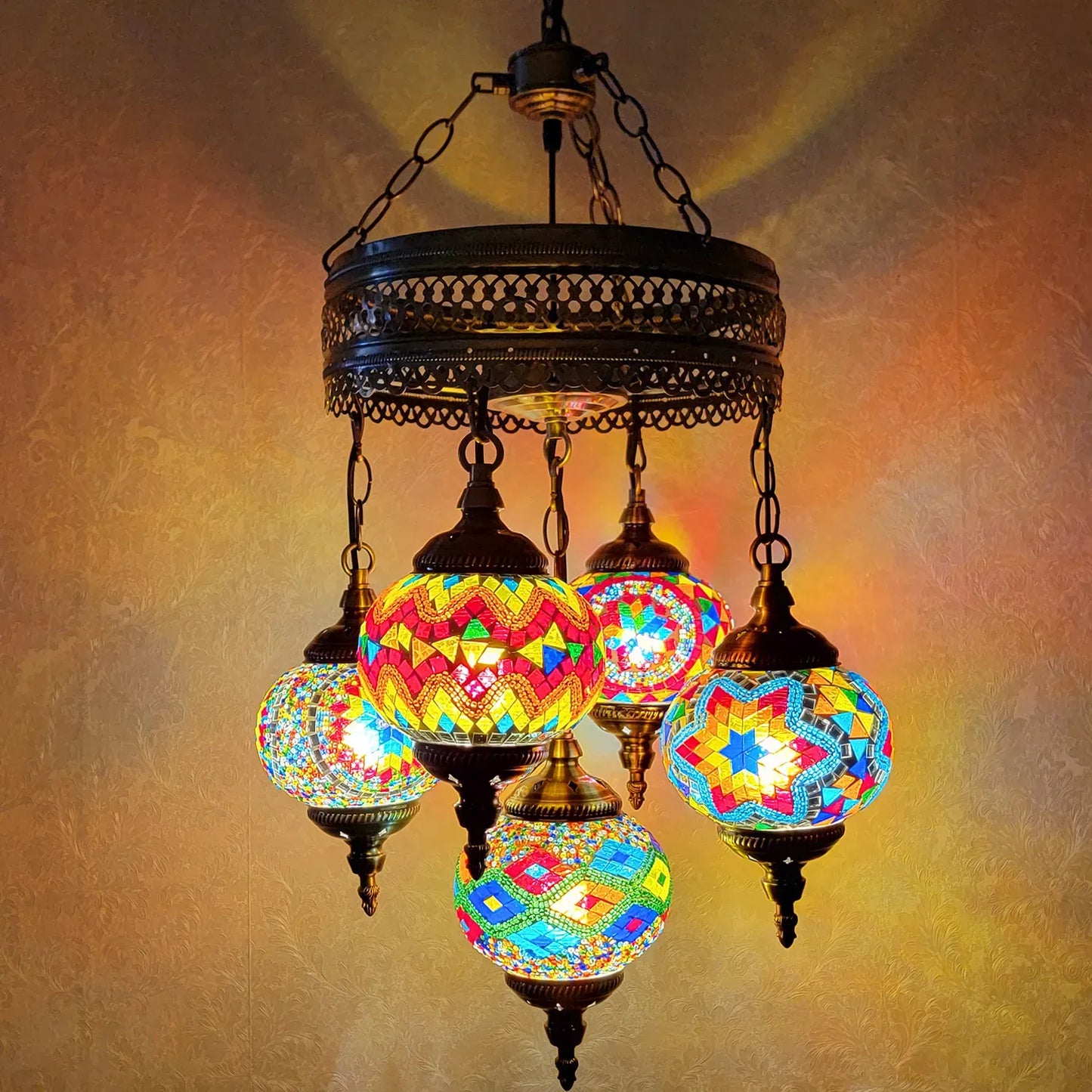 5 Ball Turkish Lamps Mosaic Chandeliers