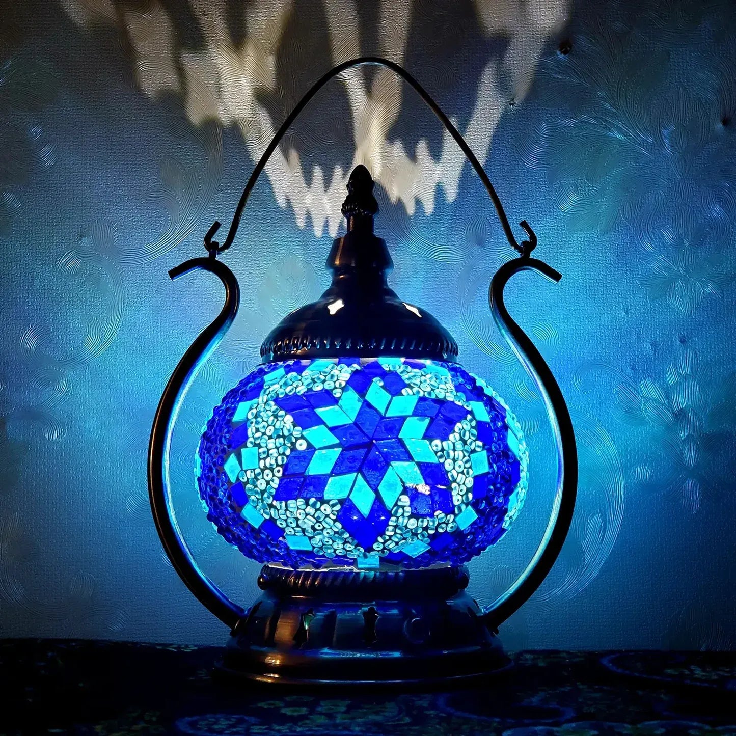 Blue Turkish Mosaic Lamp Kit Portable Desk Lamp