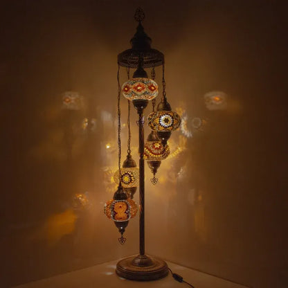 5 Globes Turkish Moroccan Mosaic Floor Lamp