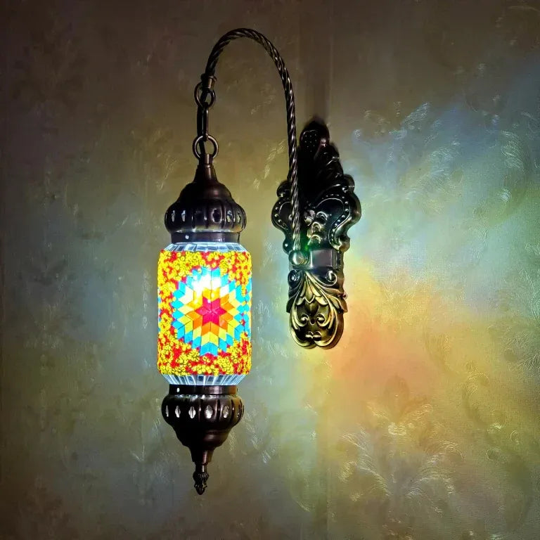 Handcrafted Turkish Mosaic Wall Light – Retro Moroccan Lamp for Living Room or Bedroom Decor