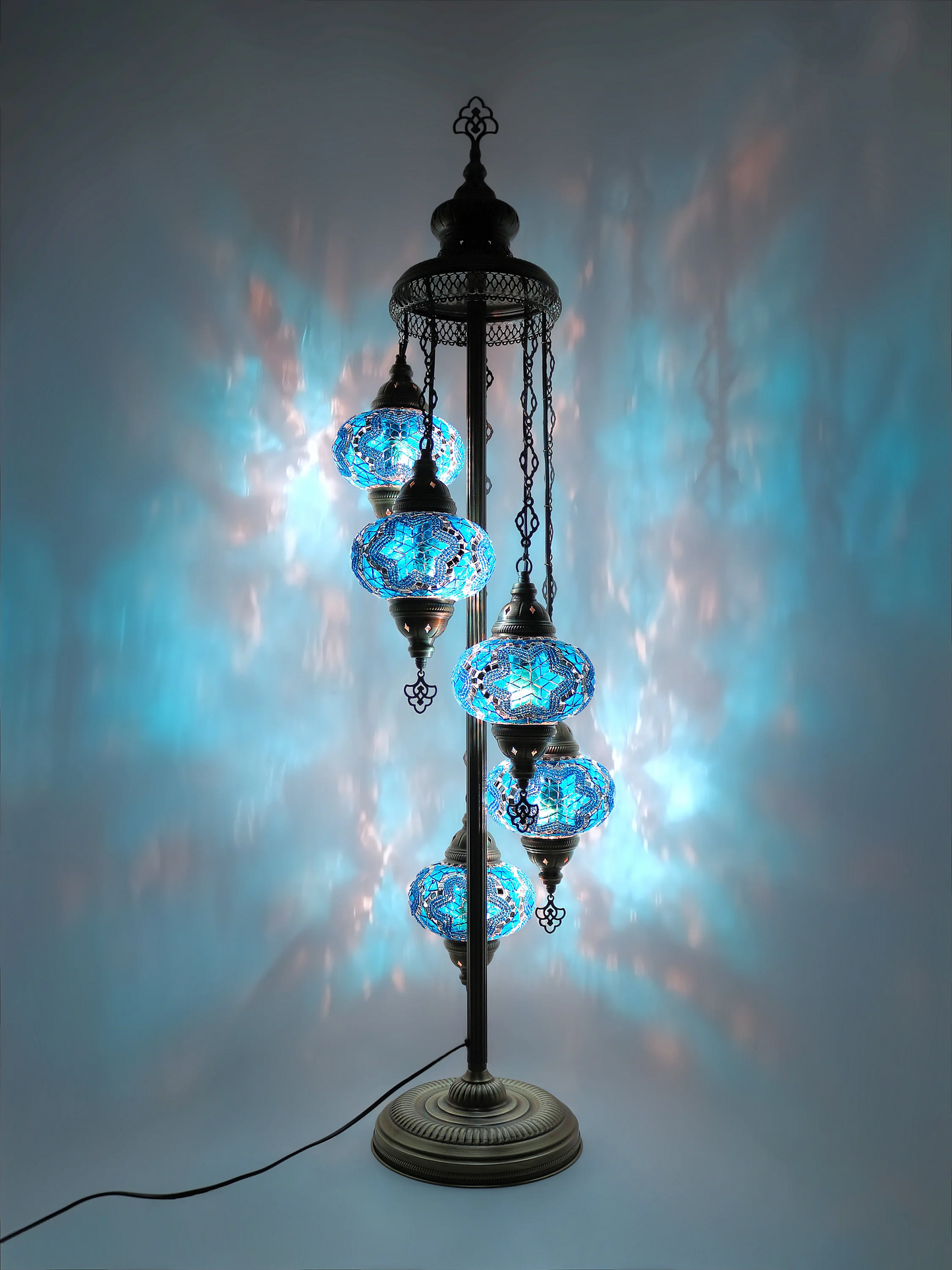 Moroccan Mosaic Floor Lamp: 5-Globe Turkish Lamp