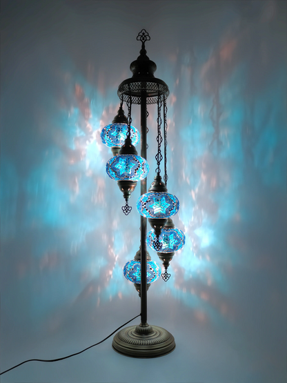 Moroccan Mosaic Floor Lamp: 5-Globe Turkish Lamp