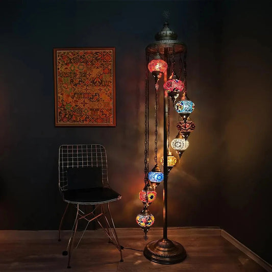 Turkish Mosaic Floor Lamps – Antique Bohemian Moroccan Decorative Glass