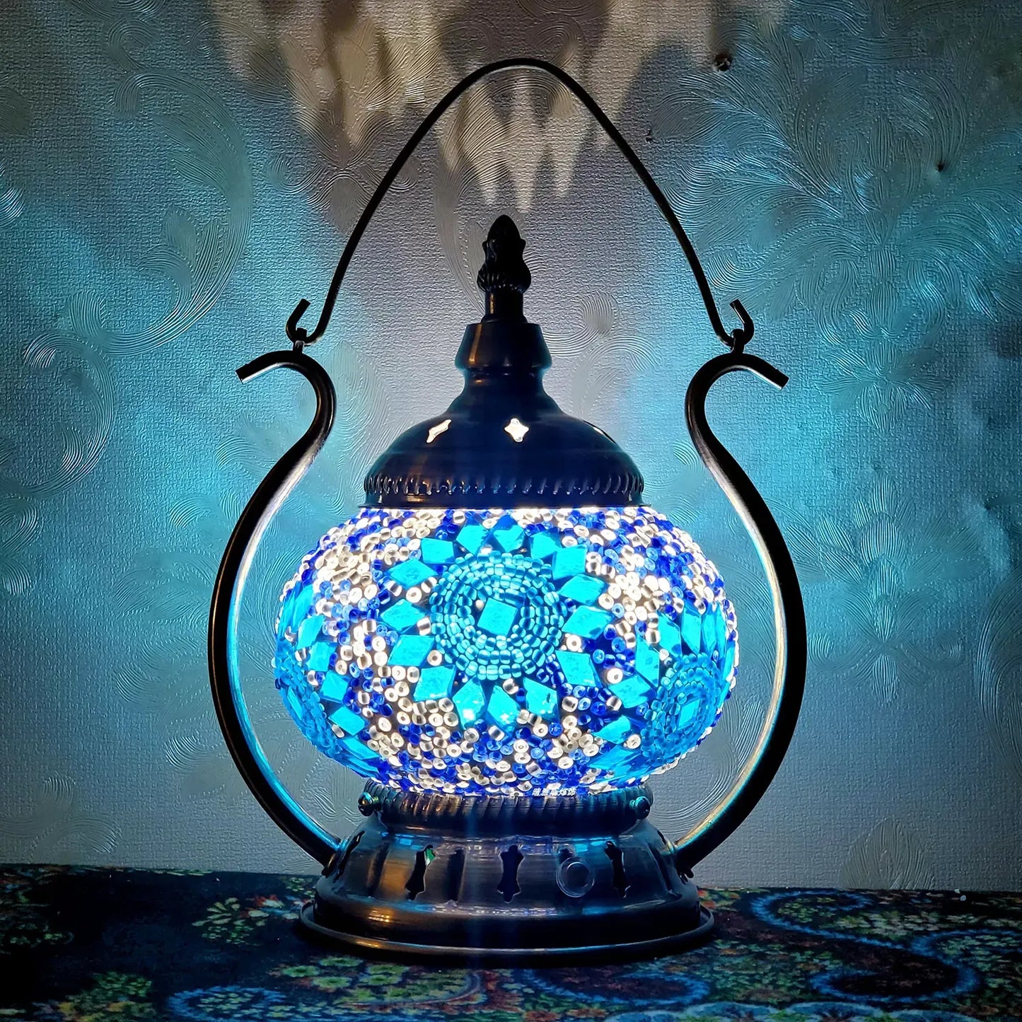 Blue Turkish Mosaic Lamp Kit Portable Desk Lamp
