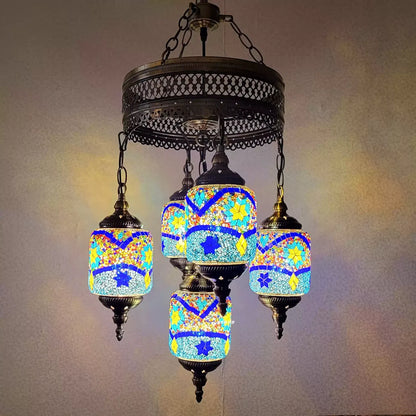 5 Ball Turkish Lamps Mosaic Chandeliers - 2
