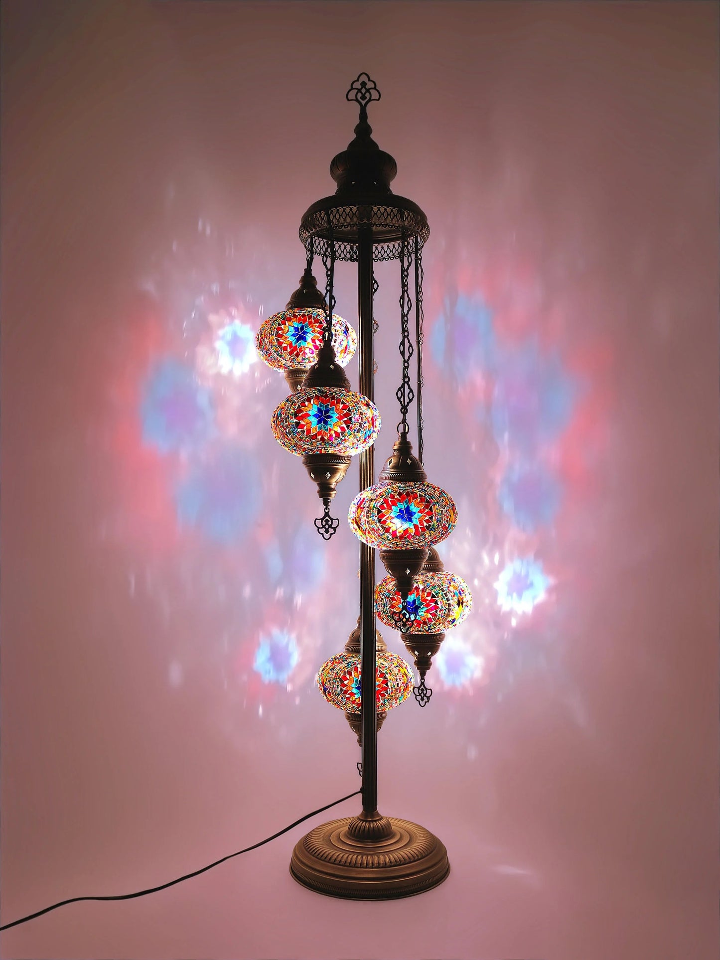 Moroccan Mosaic Floor Lamp: 5-Globe Turkish Lamp