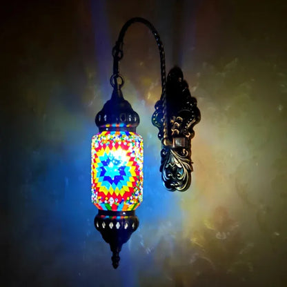 Handcrafted Turkish Mosaic Wall Light – Retro Moroccan Lamp for Living Room or Bedroom Decor