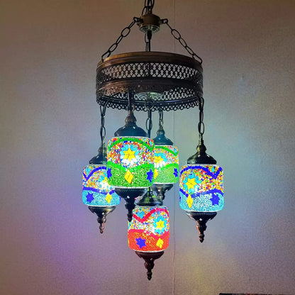 5 Ball Turkish Lamps Mosaic Chandeliers - 2