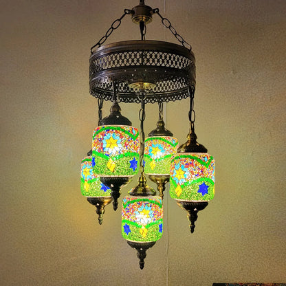 5 Ball Turkish Lamps Mosaic Chandeliers - 2