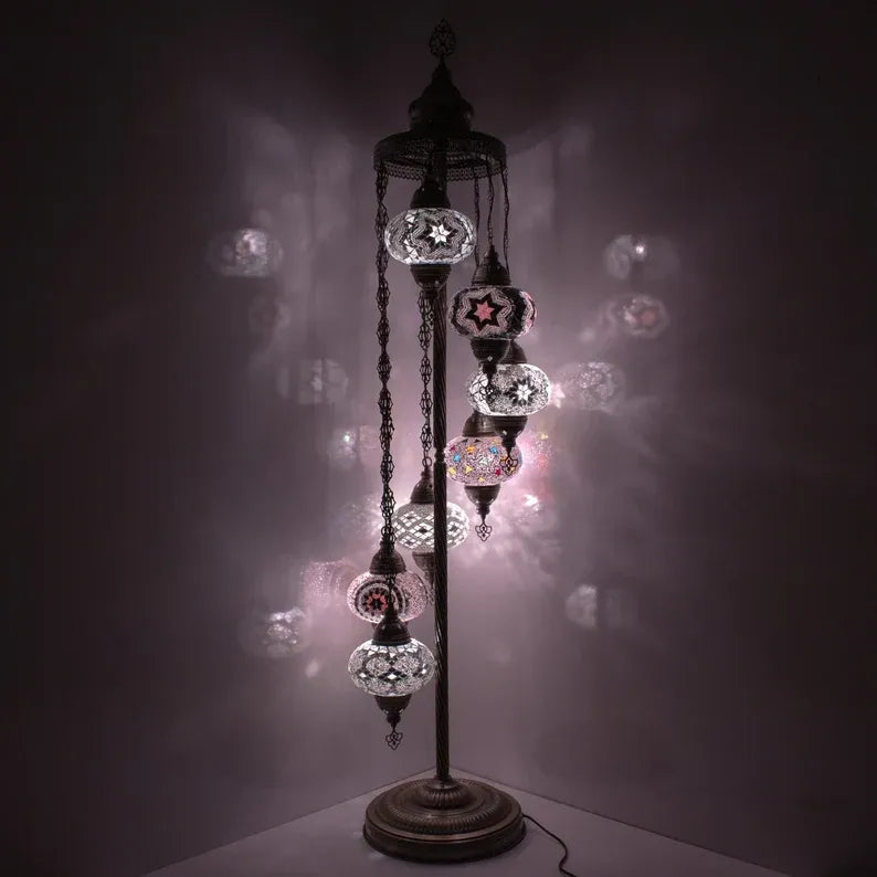 7 Globes Turkish Moroccan Mosaic Floor Lamp