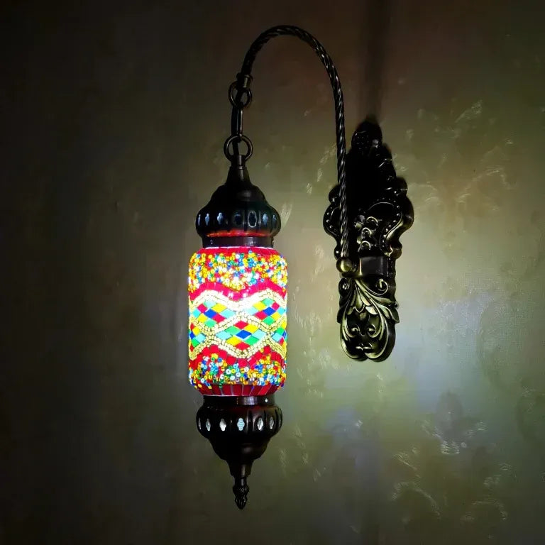 Handcrafted Turkish Mosaic Wall Light – Retro Moroccan Lamp for Living Room or Bedroom Decor