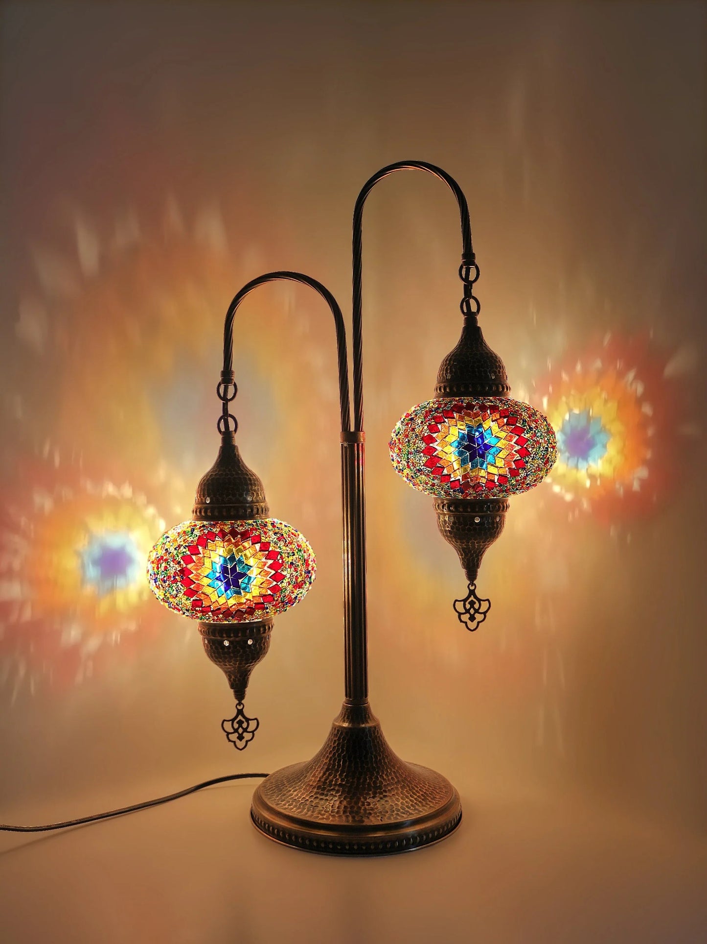 Mosaic Bedside Lamp 2 Globe Turkish Table Lamp