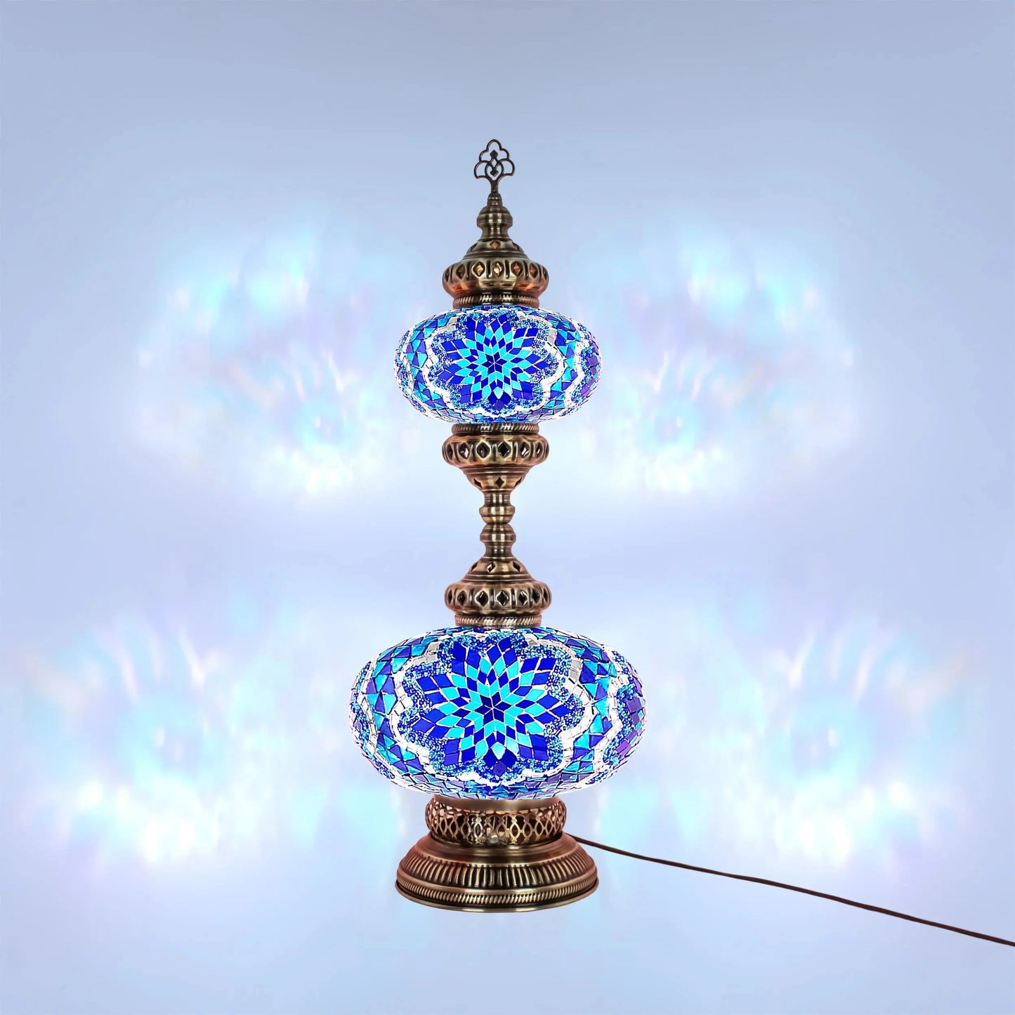 Turkish Mosaic Table Lamp 2-Globe Stained Glass