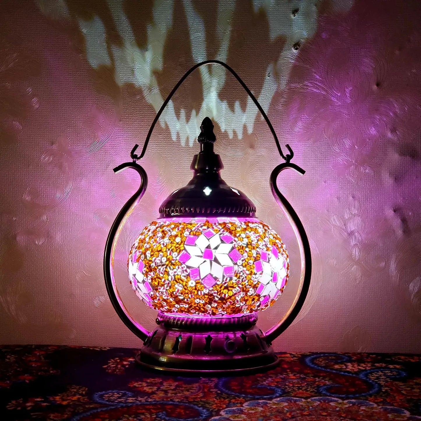 Pink Turkish Mosaic Lamp Kit Portable Desk Lamp