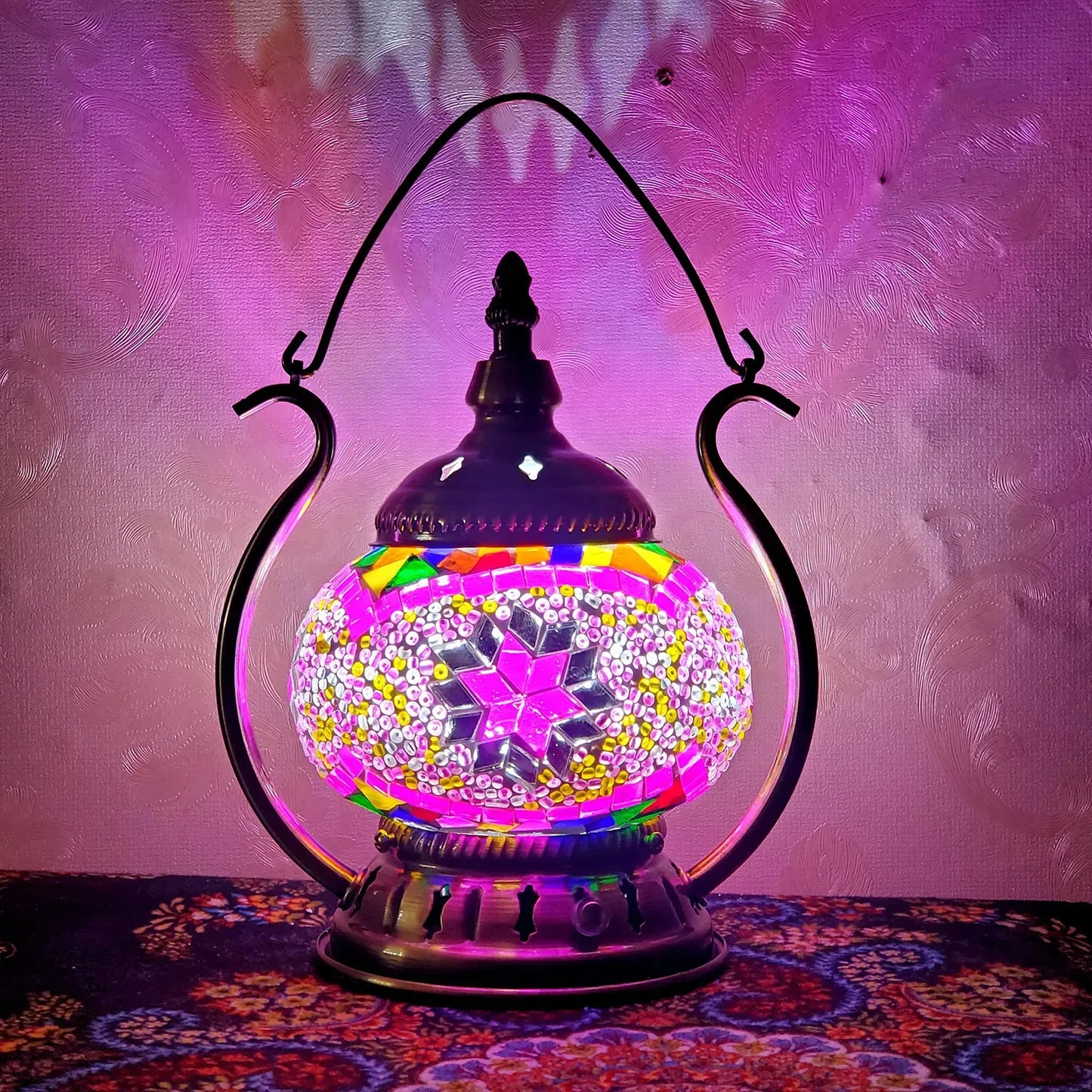 Pink Turkish Mosaic Lamp Kit Portable Desk Lamp