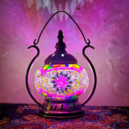 Pink Turkish Mosaic Lamp Kit Portable Desk Lamp