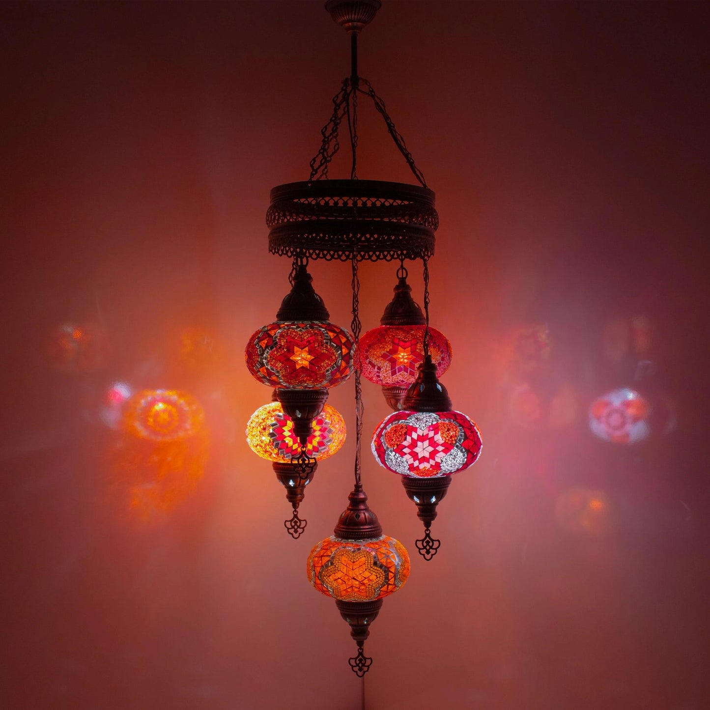 5 Globes Turkish Chandelier
