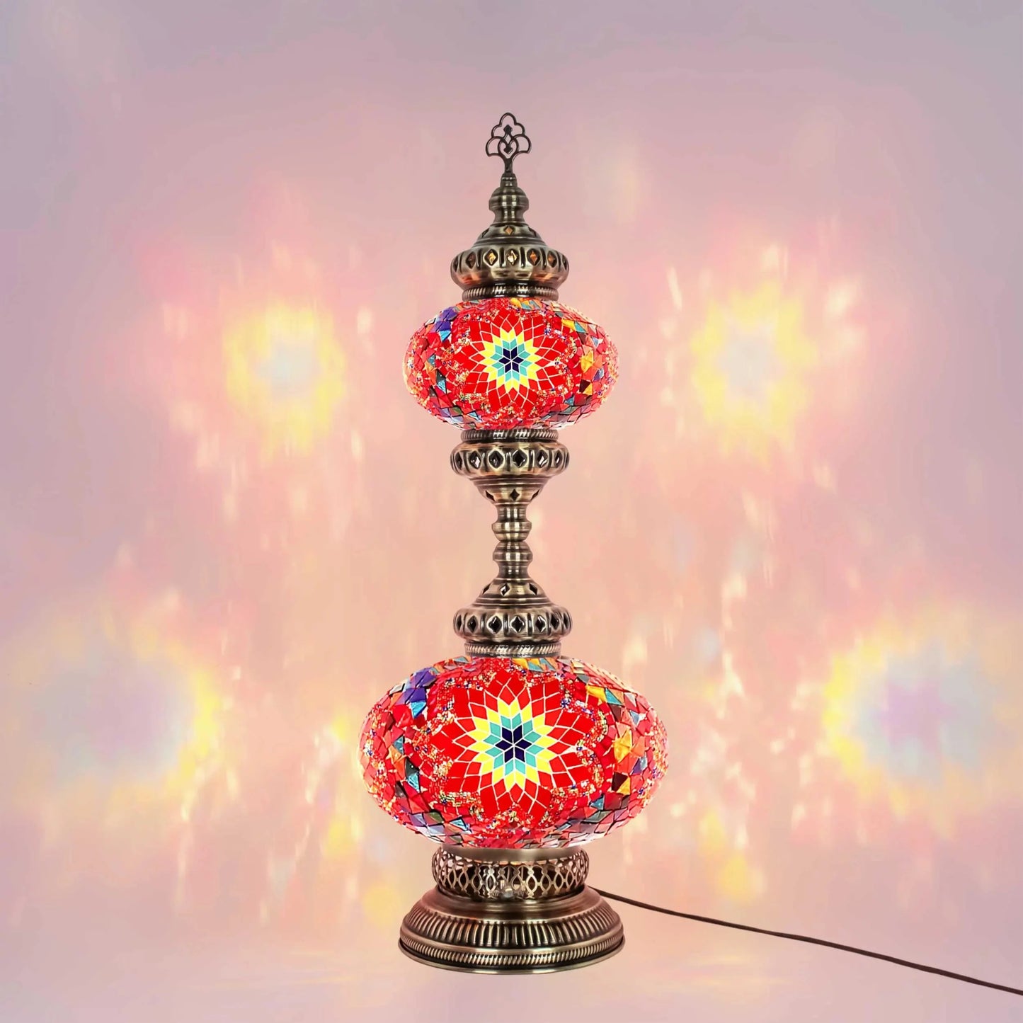 Turkish Mosaic Table Lamp 2-Globe Stained Glass