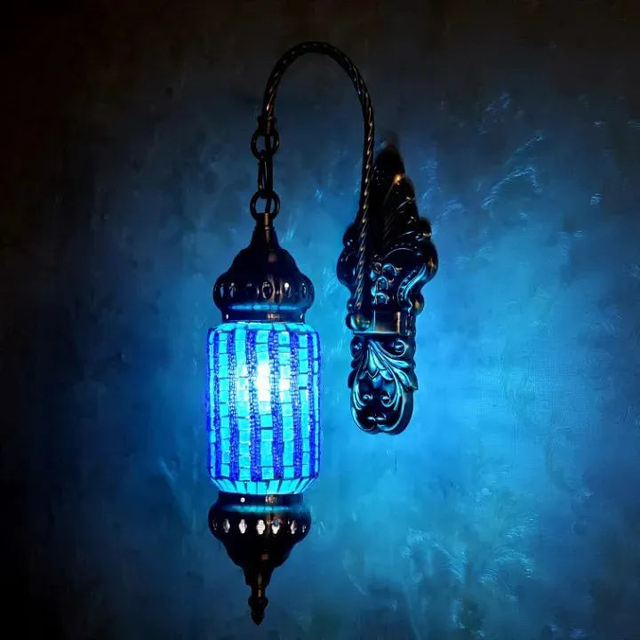 Handcrafted Turkish Mosaic Wall Light – Retro Moroccan Lamp for Living Room or Bedroom Decor