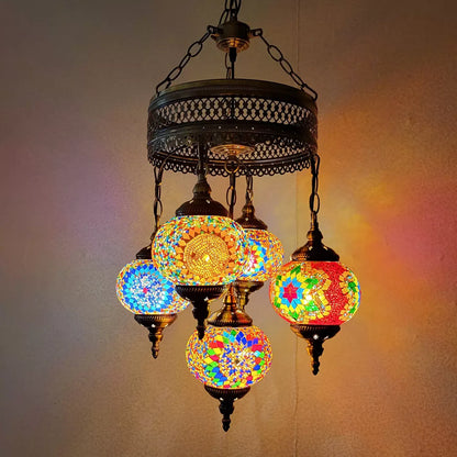 5 Ball Turkish Lamps Mosaic Chandeliers
