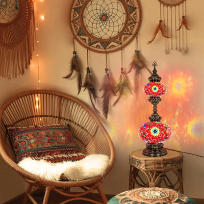 Turkish Mosaic Table Lamp 2-Globe Stained Glass