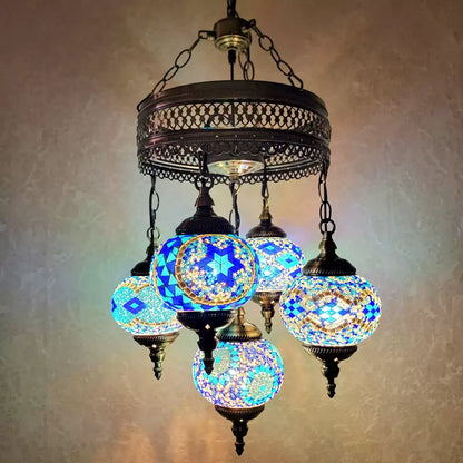 5 Ball Turkish Lamps Mosaic Chandeliers