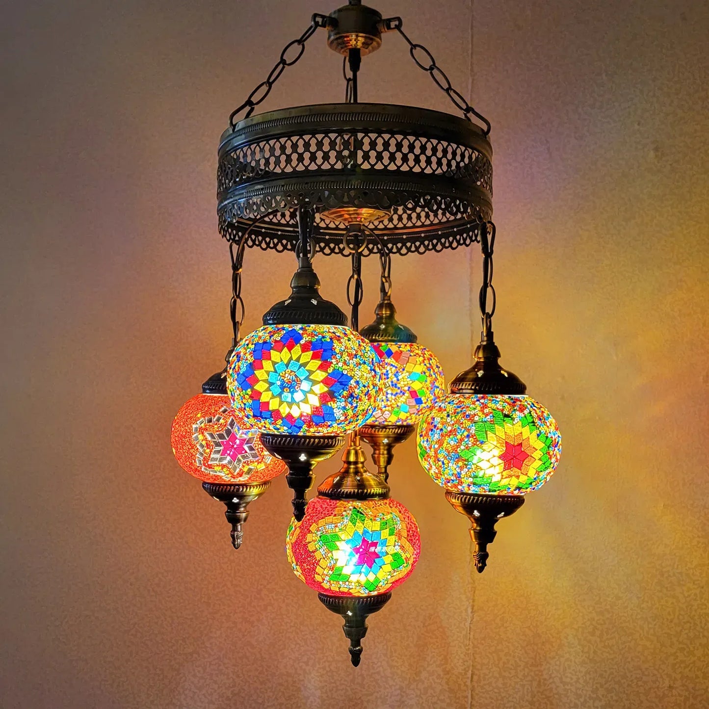 5 Ball Turkish Lamps Mosaic Chandeliers