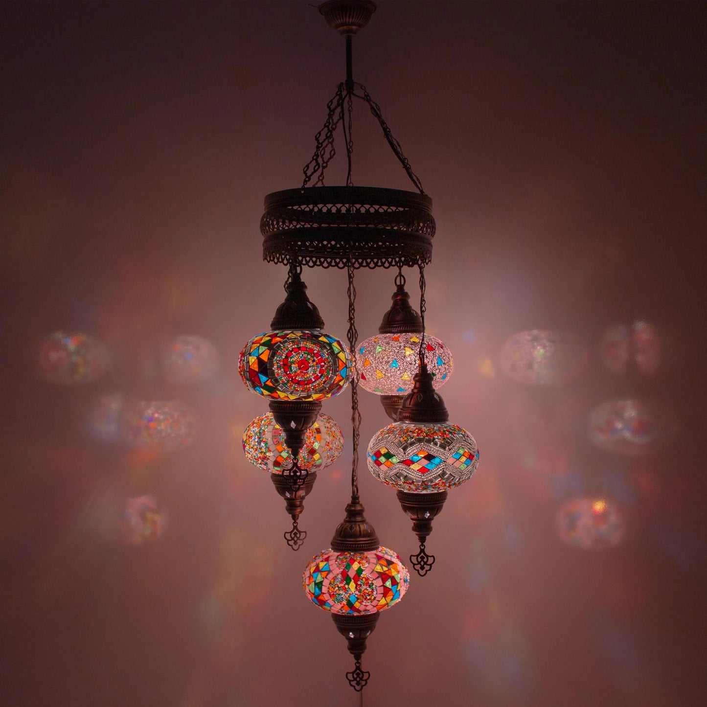 5 Globes Turkish Chandelier