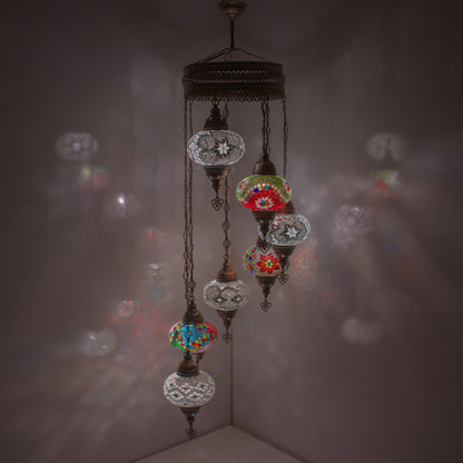 7 Globes Turkish Mosaic Pendant Lamp