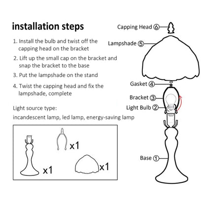 Tiffany Style Baroque Table Lamp - 2
