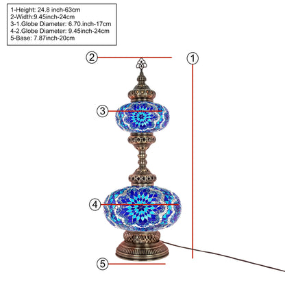 Turkish Mosaic Table Lamp 2-Globe Stained Glass