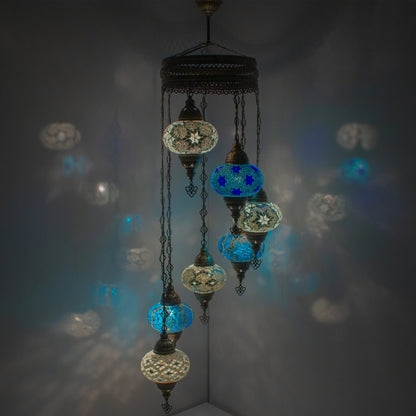 7 Globes Turkish Mosaic Pendant Lamp