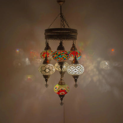 7 Globes Moroccan Mosaic Hanging Ceiling Lamp
