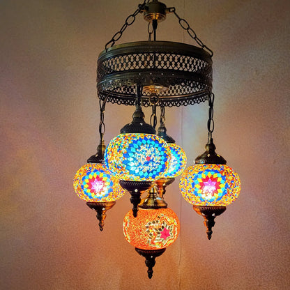 5 Ball Turkish Lamps Mosaic Chandeliers