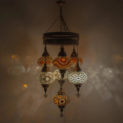 7 Globes Moroccan Mosaic Hanging Ceiling Lamp