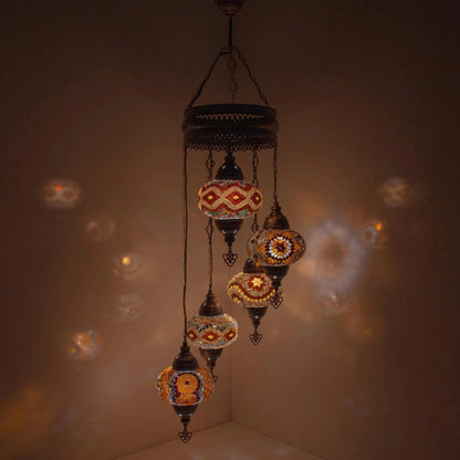 5 Globes Turkish Mosaic Pendant Lamp