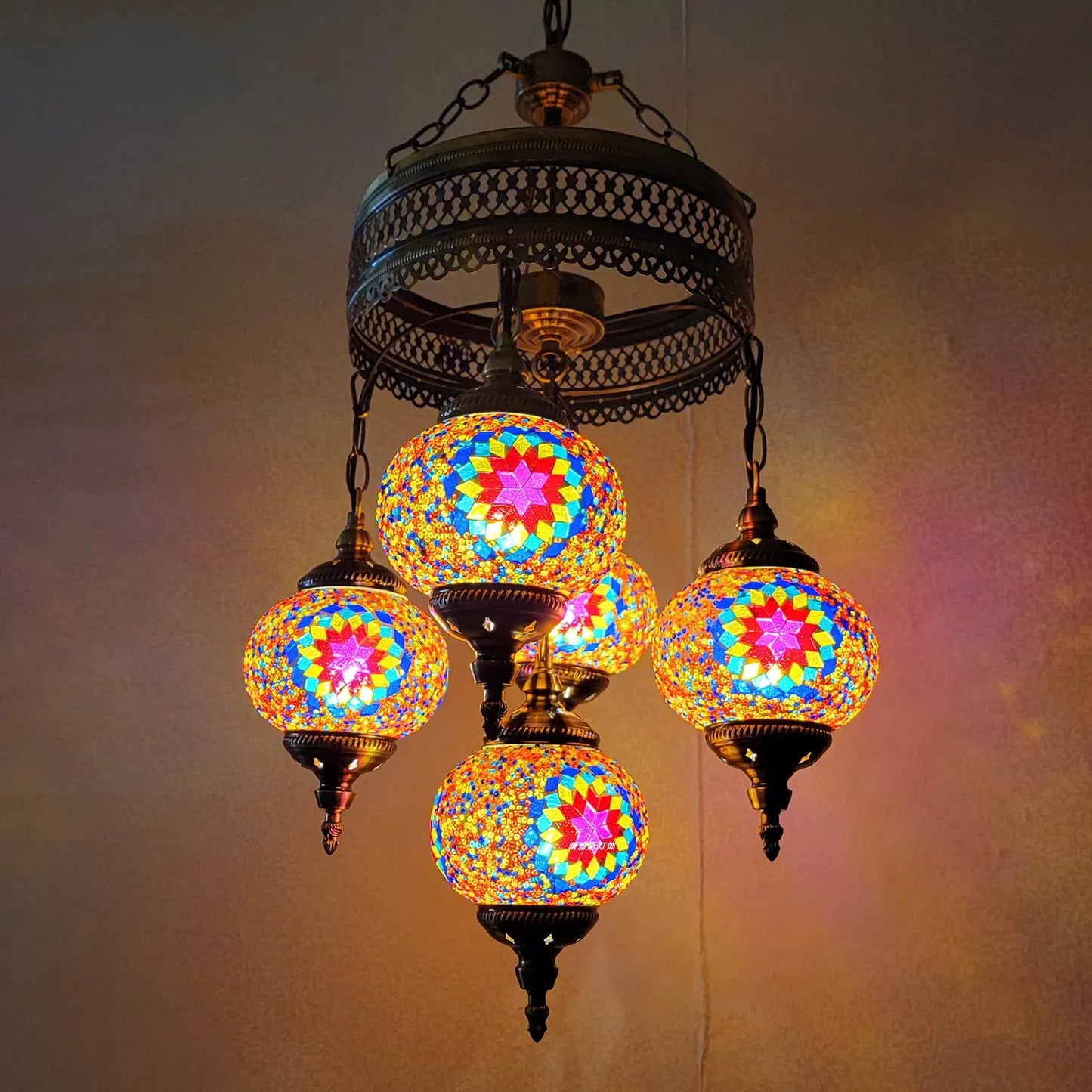 5 Ball Turkish Lamps Mosaic Chandeliers